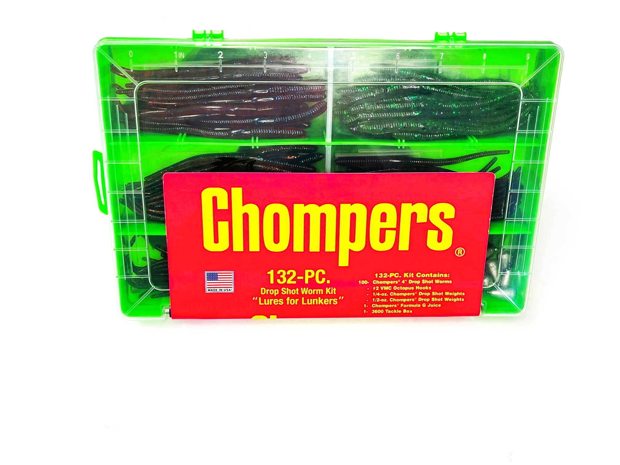 Chompers Drop Shot Worm Kit – 132 pcs – Chompers
